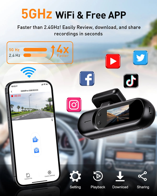 4K Front And Rear Dual Lens Dash Cam With HDR Night Vision WiFi Parking - stepyours.com