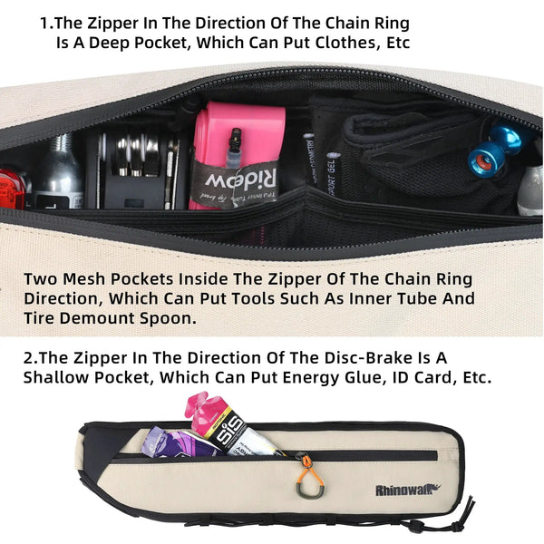 Rhinowalk Bike Frame Triangle Bag Splash-Proof 2.1L-2.7L Bicycle Under Tube Bag Double Sided SBS Zipper Bottom Binding Syste