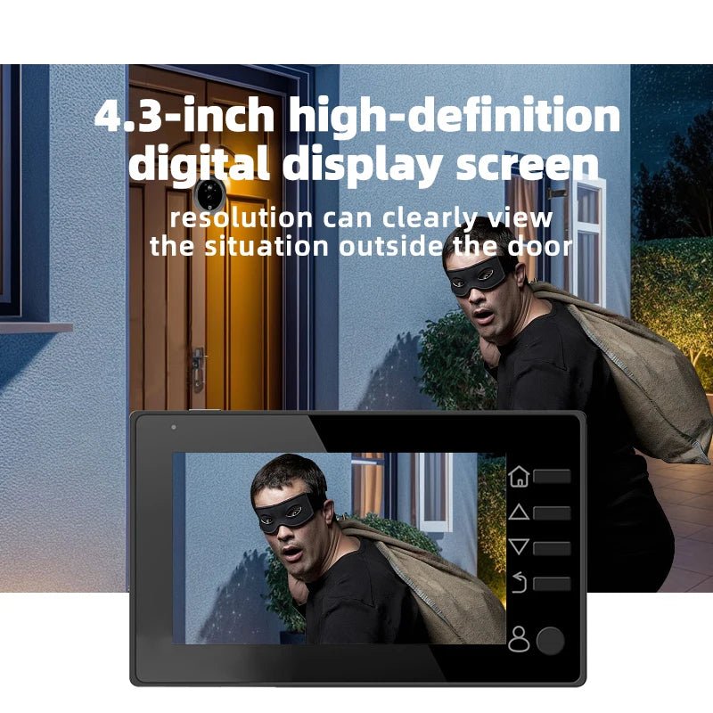 HD Peephole Doorbell 4.3 Inch Live View 1MP Night Vision - stepyours.com