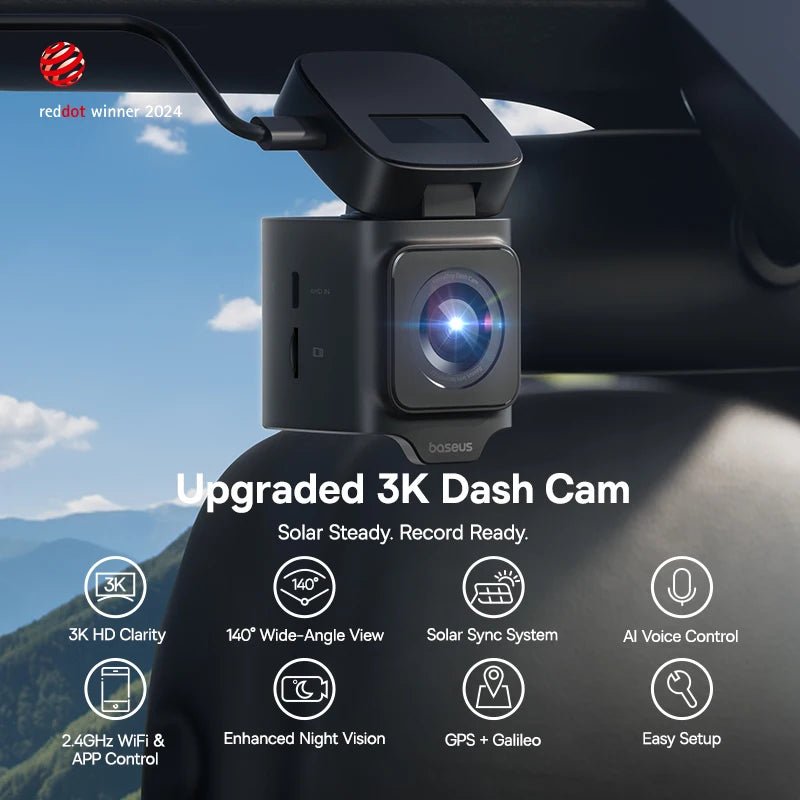 Baseus VD1 3K Dash Cam Front And Rear With GPS Supercapacitor 24H Parking - stepyours.com