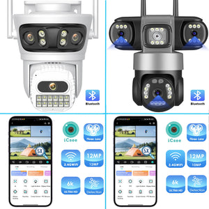 12MP Outdoor WiFi PTZ Camera With 6K HD Triple Lens Waterproof - stepyours.com