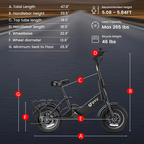 Dyu Foldable Urban Electric Bike — product view 4