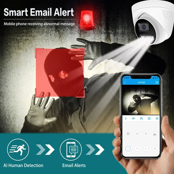 4K PoE Dome IP Camera Indoor Security With Color Night Vision 8MP ONVIF NVR - stepyours.com