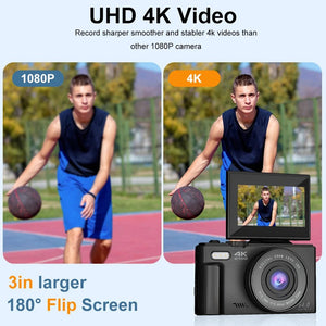Ourlife AC600 4K Camera 64MP Autofocus 18x Zoom Flip Screen YouTube - stepyours.com
