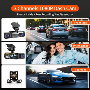 3 Channel Dash Cam 1080P Front And Rear Night Vision Parking Monitor Car DVR - stepyours.com