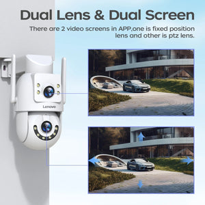Lenovo 4K WiFi Surveillance Camera - Outdoor Dual Lens PTZ With Auto Tracking - stepyours.com