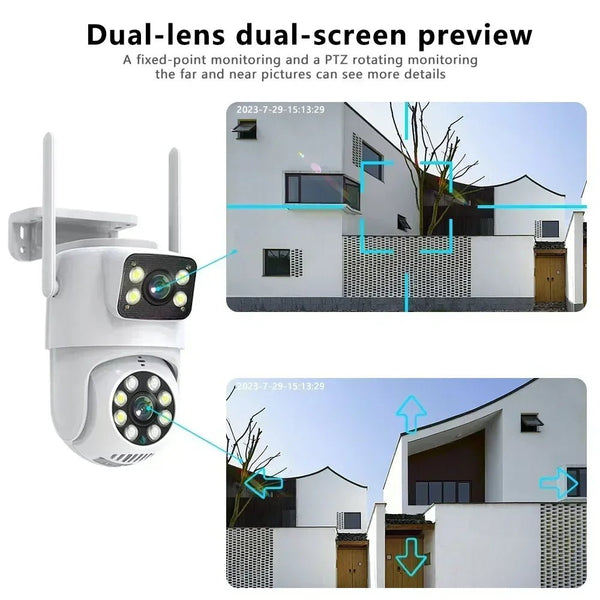 Tuya Dual Lens PTZ WiFi Camera Outdoor - 4K 8MP AI Auto Tracking Hooks - stepyours.com