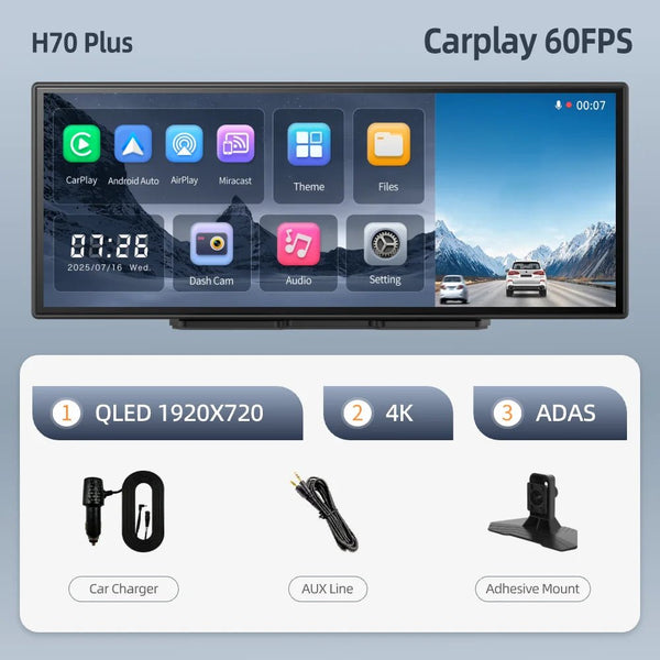 Imagebon H70 Plus 11.4 Inch 4K ADAS Dash Cam 60FPS Night Vision Dual Recording - stepyours.com