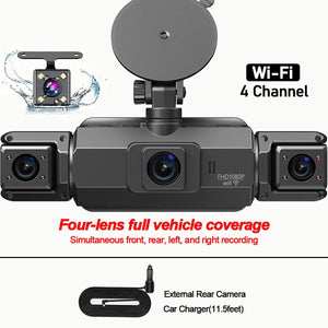 4 Channel WiFi Dash Cam for Cars Front and Rear Interior 360 DVR - stepyours.com
