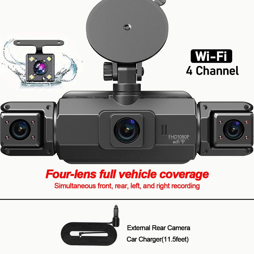 4 Channel WiFi Dash Cam DVR For Cars Front And Rear Interior 360 Parking 24h - stepyours.com