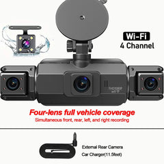 4 Channel WiFi Dash Cam DVR For Cars Front And Rear Interior 360 Parking 24h - stepyours.com