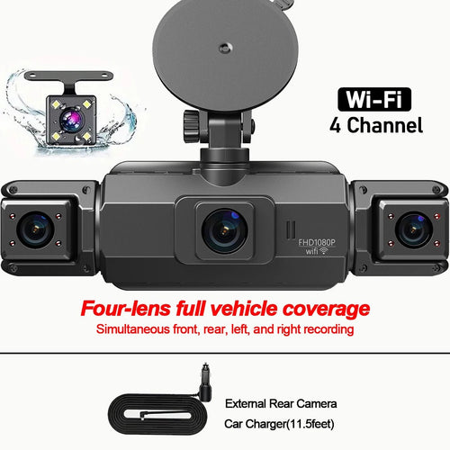 4 Channel WiFi Dash Cam DVR For Cars Front And Rear Interior 360 Parking 24h - stepyours.com