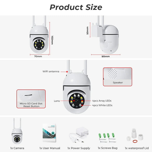 4MP Outdoor WiFi Camera PTZ 2K HD AI Auto Tracking Night Vision - stepyours.com