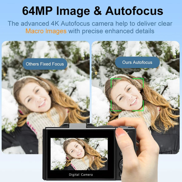 Ourlife AC600 4K Camera 64MP Autofocus 18x Zoom Flip Screen YouTube - stepyours.com