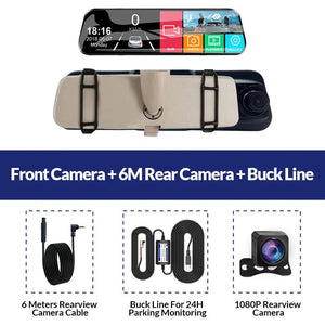 10 Inch Car DVR Touch Screen Dual 1080P Front And Rear Rearview Mirror Camera - stepyours.com