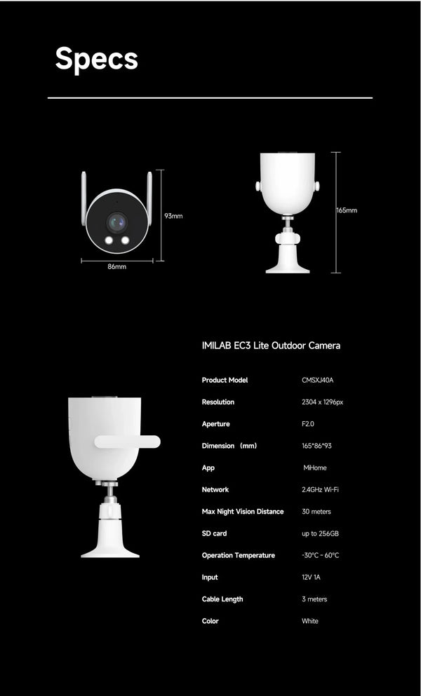 IMILAB EC3 Lite Outdoor Security Camera - 2K HD Color Night Vision - stepyours.com