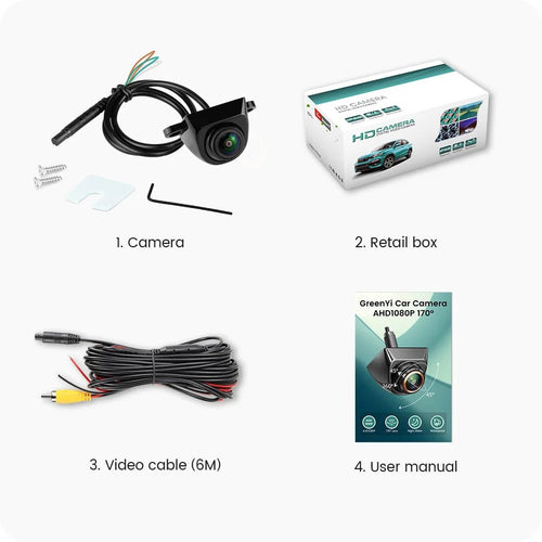 GreenYi AHD 1080P Car Rear View Camera Fisheye Lens 170 Degree Night Vision - stepyours.com