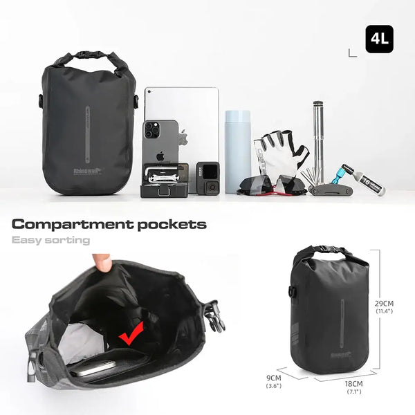 Rhinowalk Bike Front Fork Bag Waterproof 4L-6L Pack Quick Release For MTB Road Bike Scooter Cycling Shoulder Bag Storage Bag