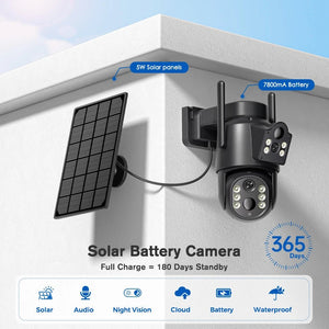 Solar WiFi Security Camera Outdoor Dual Lens 8MP 4K HD with Built - in Battery - stepyours.com