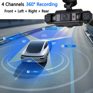 4 Channel Car Dash Cam With WiFi FHD 1080P Front Left Right Rear Night Vision - stepyours.com