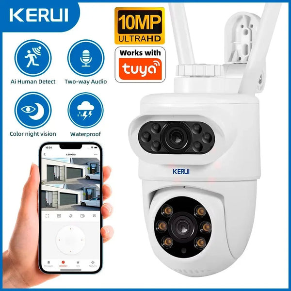 KERUI Outdoor 10MP 5K Dual Lens WiFi IP Camera PTZ - Tuya Compatible Smart Home - stepyours.com