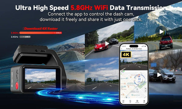 Redtiger A4 4K Dash Cam Front Rear Drive Recorder GPS 5G WiFi Night Vision - stepyours.com