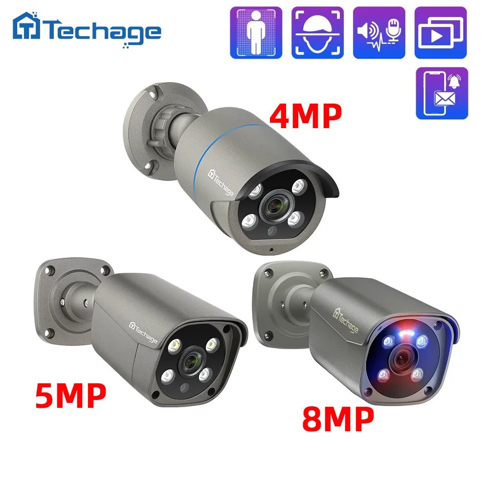 Techage AI PoE 4K Outdoor Security Camera With Two Way Audio For NVR - stepyours.com