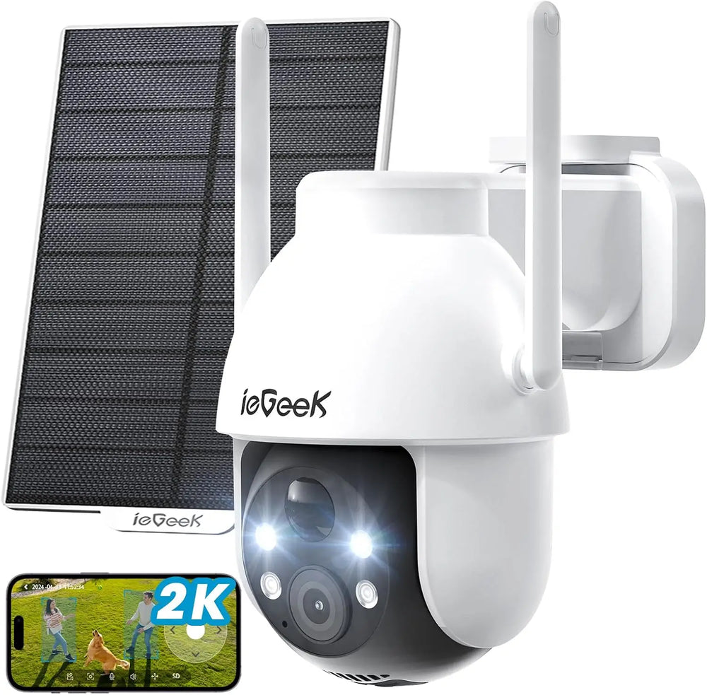 IeGeek 2K 3MP 360 PTZ Solar Outdoor Surveillance Camera With PIR Motion Sensor - stepyours.com