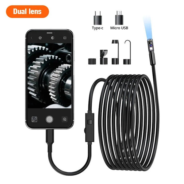 KERUI Endoscope Camera Dual Lens TypeC LED IP67 Waterproof iPhone iPad Android - stepyours.com