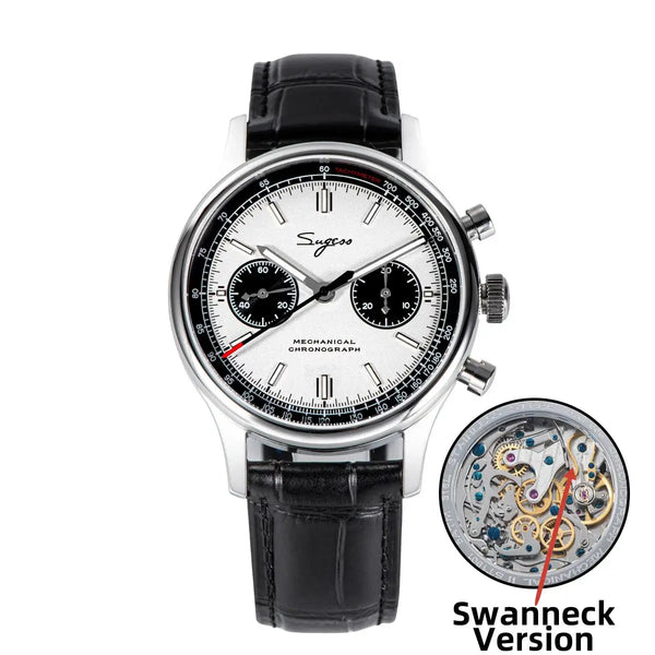 Sugess 1963 Pilot Watch Men Mechanical Chronograph Panda Wristwatch Air Force Sapphire Waterproof for Seagull Movement ST1901 v3