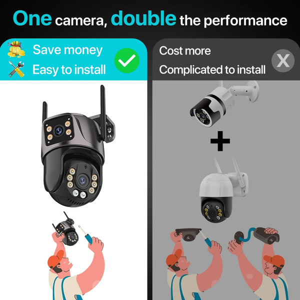 SmartVision 4K 8MP Outdoor WiFi PTZ Camera AI Auto Tracking Dual Lens by stepyours.com