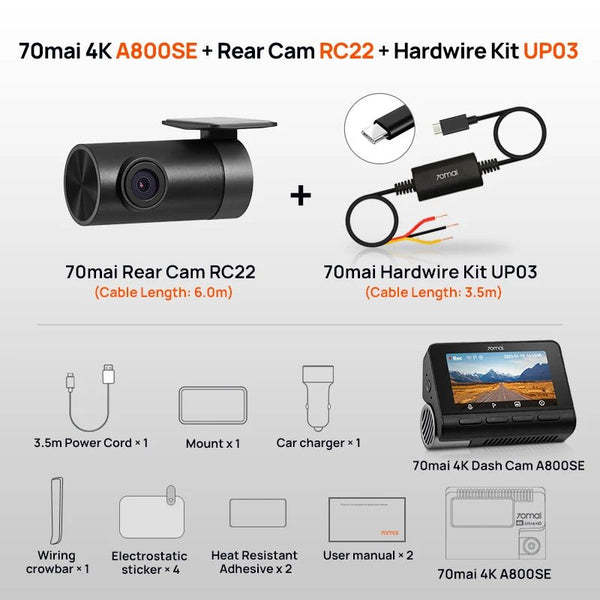 70mai 4K Dash Cam A800SE GPS ADAS Voice Control Ultra HD WiFi 6 - stepyours.com