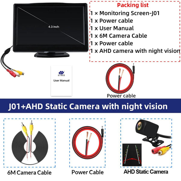 4.3 Inch Rotatable Rear View Camera For Car Reversing With 170 Degree Angle - stepyours.com