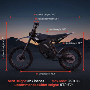 ESKUTE RT-X 19" 17" Electric Dirt Bike for Adults, Mid-Drive Motor, Electric Motorcycle with 72V 30Ah Battery , UL2849