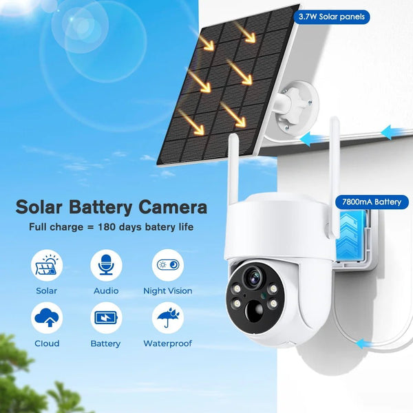 WiFi Solar PTZ Outdoor Camera 4MP HD With Long Standby Battery And iCsee App - stepyours.com