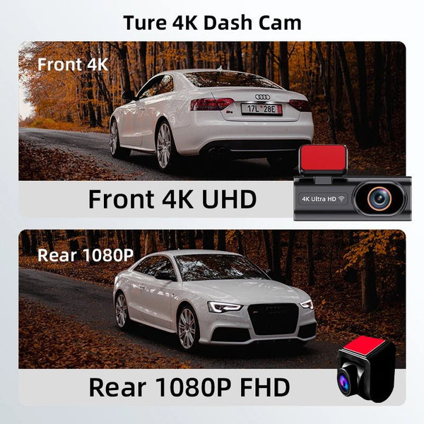 Acceo Dash Cam 4K Front And 1080P Rear Dual Lens With GPS WiFi Night Vision - stepyours.com
