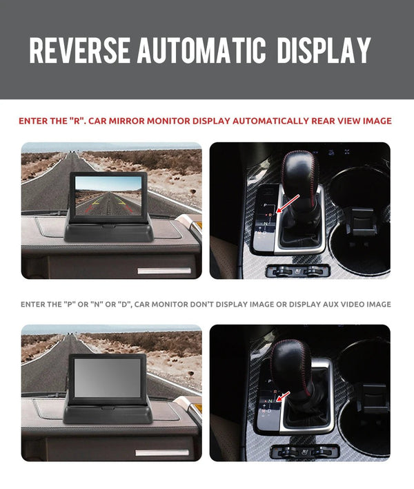 4.3 Inch TFT LCD Folding Car Monitor With Rear View Camera And 8 LED Parking - stepyours.com