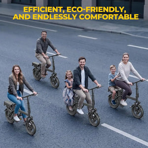14'' Foldable Electric Bike 500W Motor 48V Battery 22MPH Max Speed 30Miles Long Range with Two Seats for Adult Mini E Bike