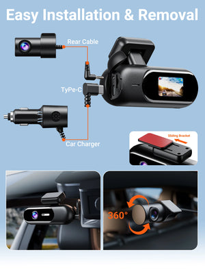 4K Front And Rear Dual Lens Dash Cam With HDR Night Vision WiFi Parking - stepyours.com