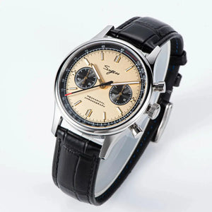 Sugess 1963 Pilot Watch Men Mechanical Chronograph Panda Wristwatch Air Force Sapphire Waterproof for Seagull Movement ST1901 v3
