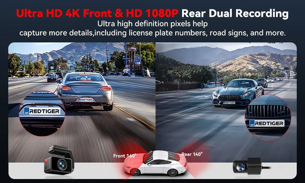 Redtiger A4 4K Dash Cam Front Rear Drive Recorder GPS 5G WiFi Night Vision - stepyours.com