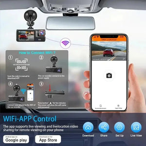 3 Channel WiFi Car DVR 1080P Front Inside Rear 170 Degree Night Vision G Sensor - stepyours.com