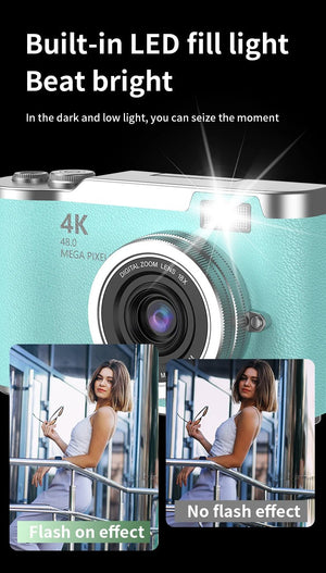 4K 48MP Digital Camera Camcorder For Kids Beginners With 2.4 Inch Screen - stepyours.com