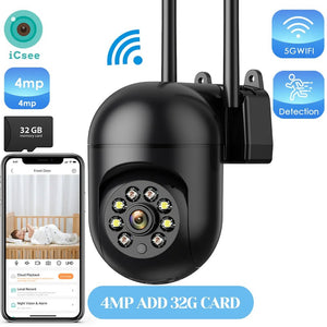 4MP Outdoor WiFi Camera 2K PTZ Night Vision IP Surveillance ICSee App - stepyours.com