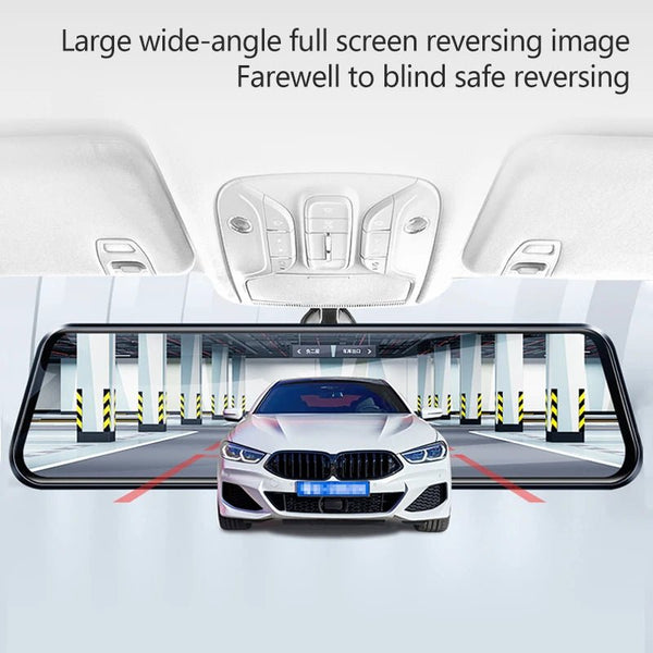 10 Inch Car Touch Screen Rear View Mirror Dash Cam Front And Rear Cameras - stepyours.com