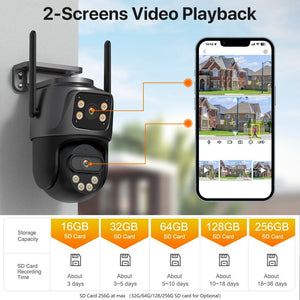 Wonsdar 6K 9MP IP Camera 8x Zoom Tri Lens PTZ With Dual Screen iCSee App - stepyours.com