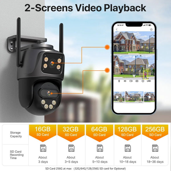 Wonsdar 6K 9MP IP Camera 8x Zoom Tri Lens PTZ With Dual Screen iCSee App - stepyours.com
