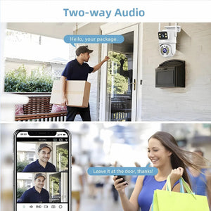 Tuya 8MP WiFi IP Camera PTZ Dual Lens Dual Screen Color Night Vision AI Alerts - stepyours.com