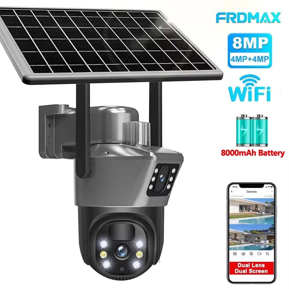 8MP 4K Solar WiFi Outdoor Dual Lens PTZ Camera - Wireless AI Alerts - stepyours.com