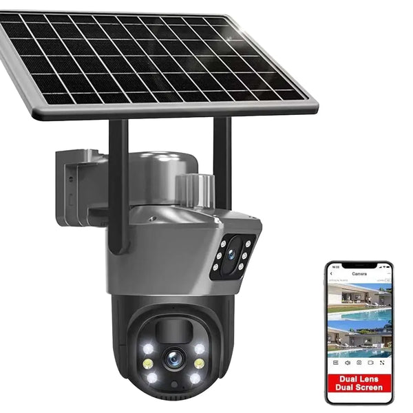 8MP 4K Solar WiFi Outdoor Dual Lens PTZ Camera - Wireless AI Alerts - stepyours.com